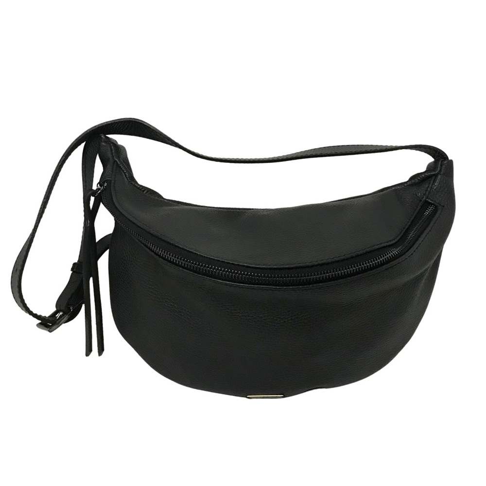 Italian Leather Sling Bag Black